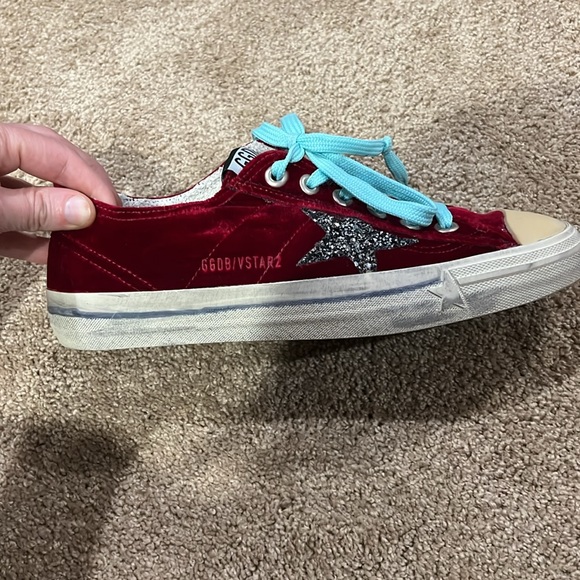 GOLDEN GOOSE DELUXE BRAND V STAR 2 RED AND GRAY VELVET-SIZE EU 40-US 9 - Picture 3 of 9